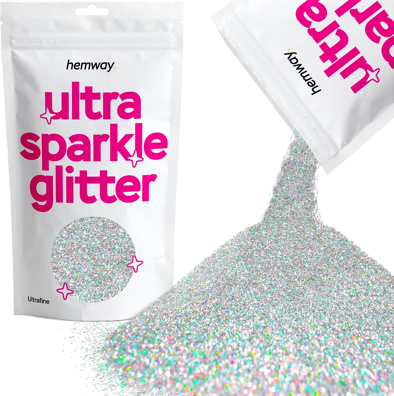 Detalle de Hemway Ultra Sparkle Glitter Silver Holographic 100g