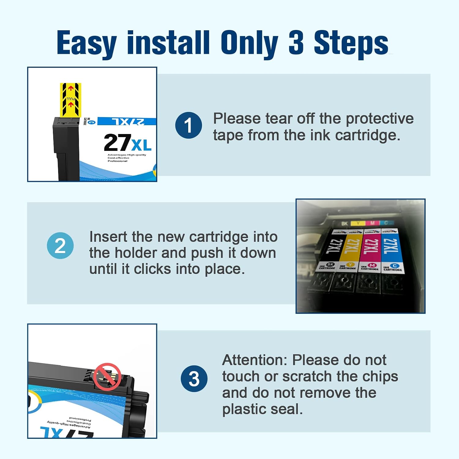 Detalle 2 de Epson 27XL Compatible Black Ink Cartridge 3-pack đź–¨