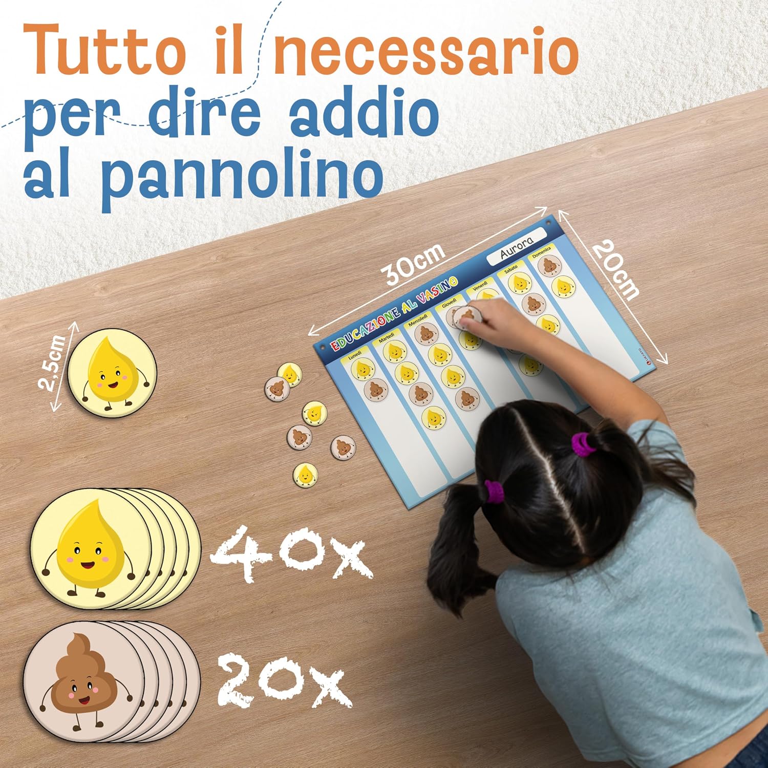 Thumbnail 2 de LIKARTO Spannolinamento bambini – Lavagna magnetica con 60 magneti per seguire il passaggio al vasino