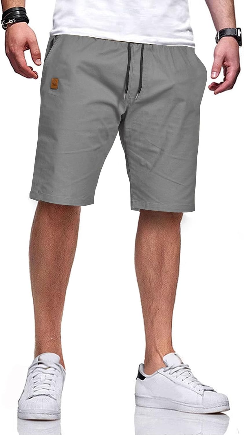 Detalle de JustSun Kurze Hosen Herren Baumwolle mit Elastischer Taille und Tunnelzug
