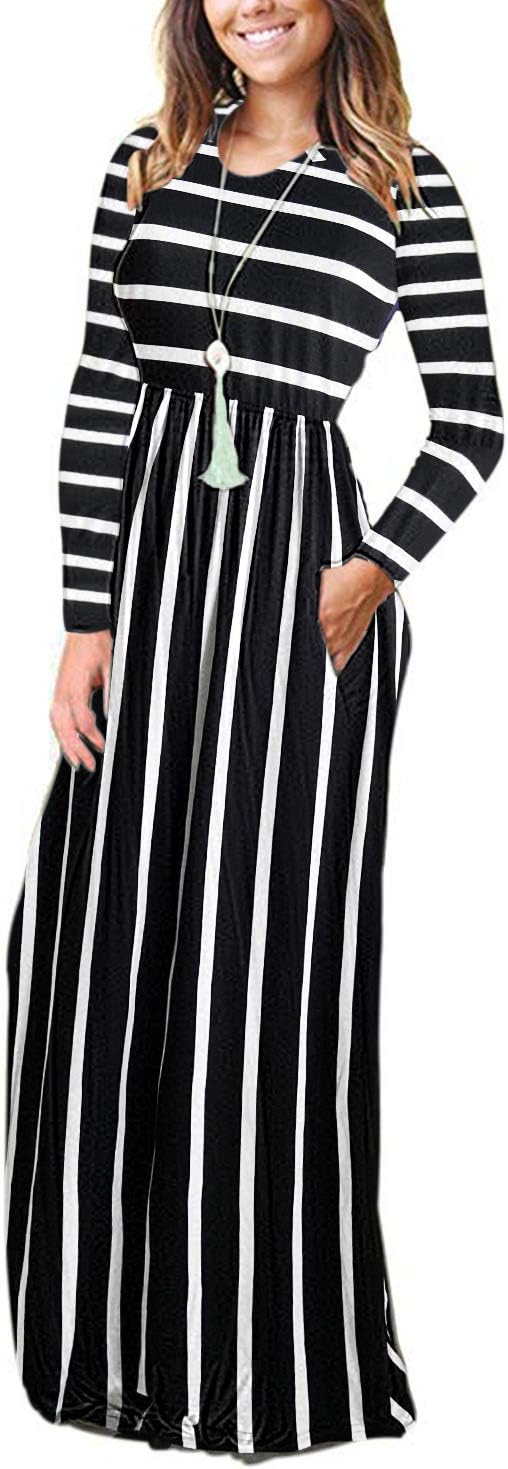 Detalle 2 de AUSELILY Women's Long Sleeve Maxi Dress with Pockets