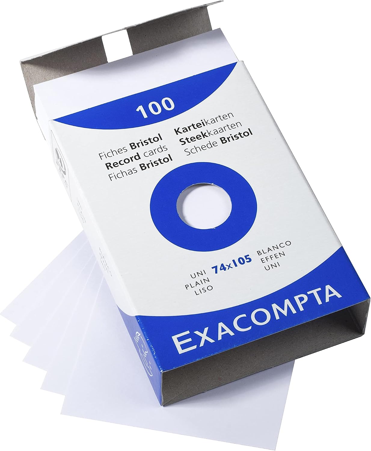 Detalle 2 de Exacompta 13300B indexkort, 74 × 105 mm, vit kartong för skrivare