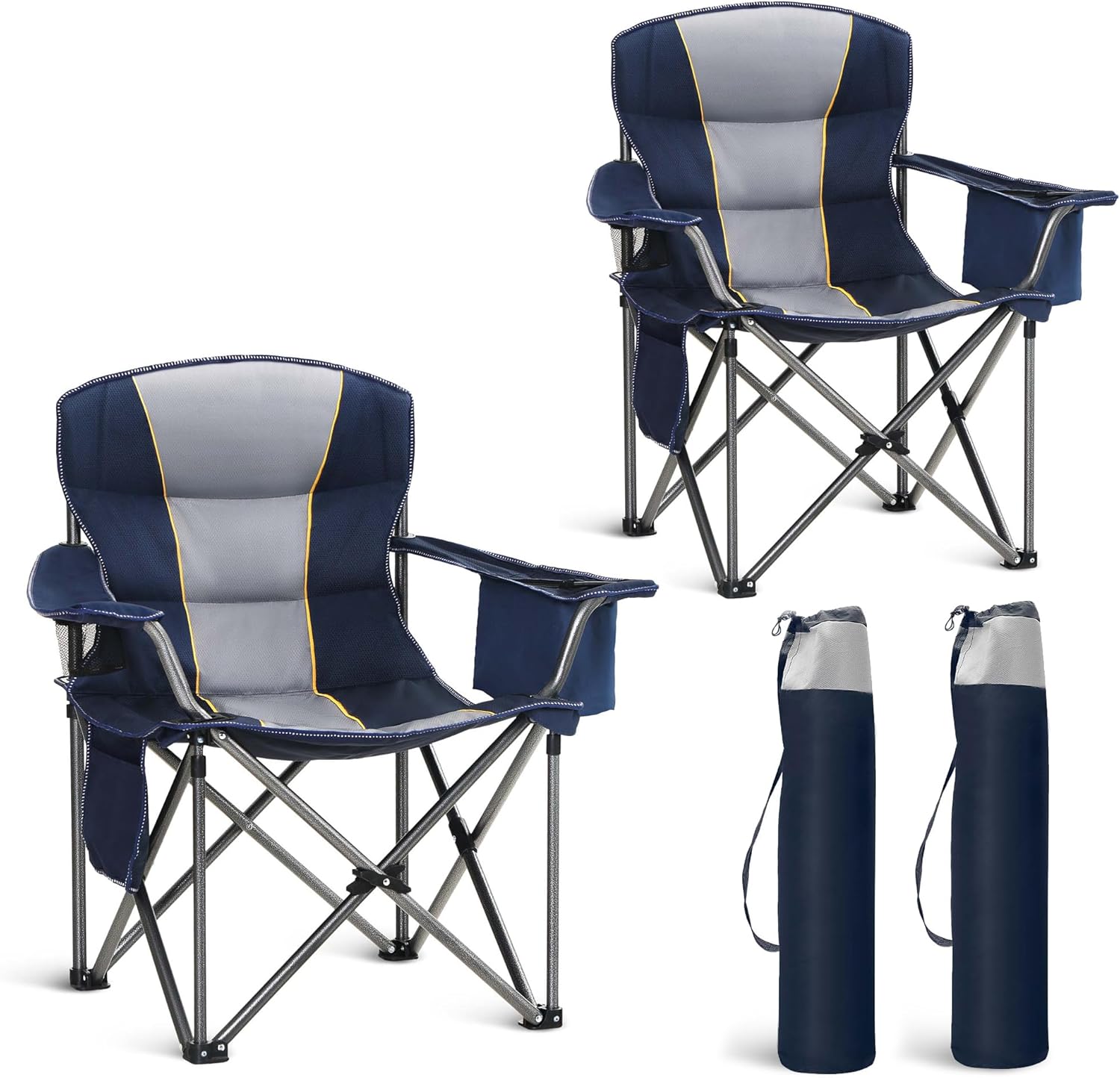 Detalle de HIGH POINT SPORTS Übergroßer Campingstuhl – XXL Klappstuhl mit Kühltasche, Armlehnen und Getränkehalter