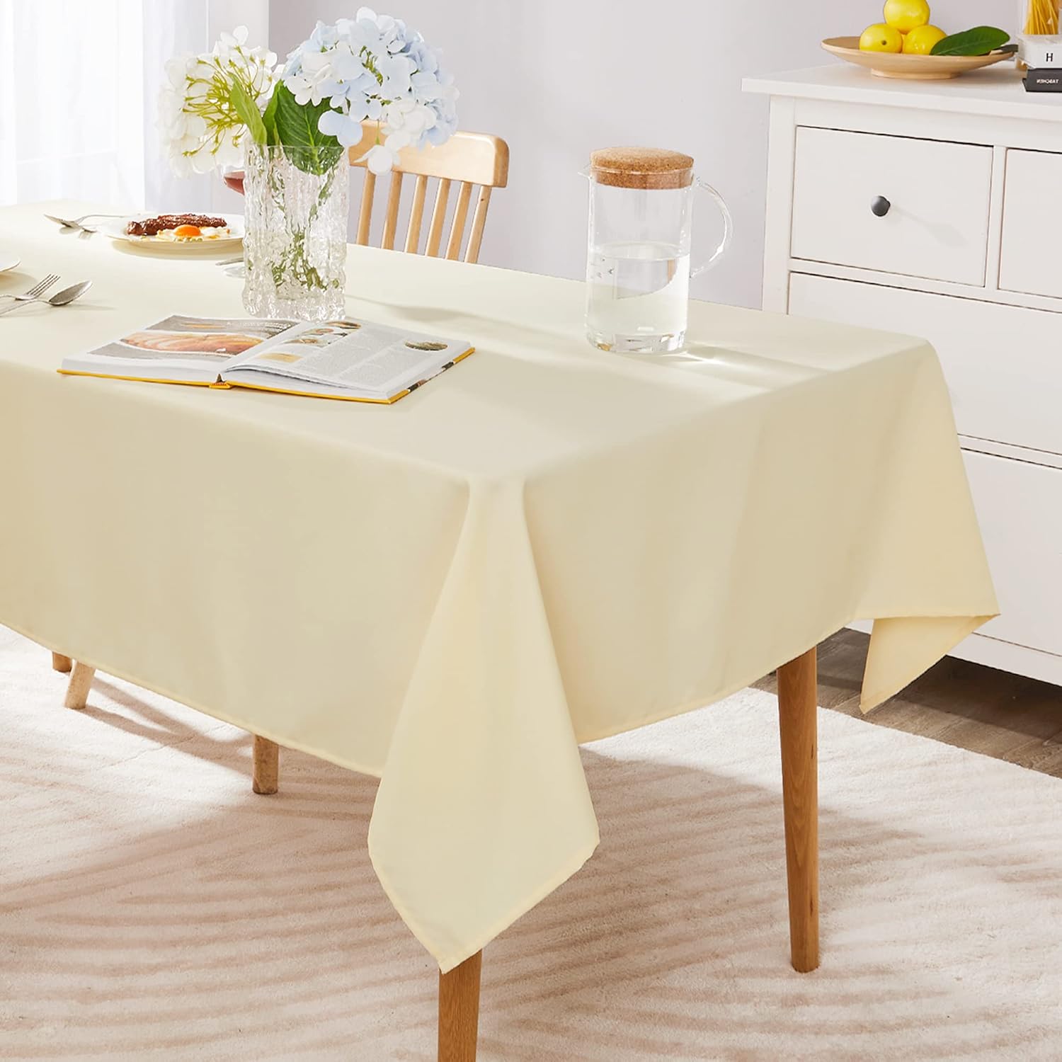 Detalle de Deconovo Nappe Rectangulaire Extérieur Waterproof 130x130 cm – Beige