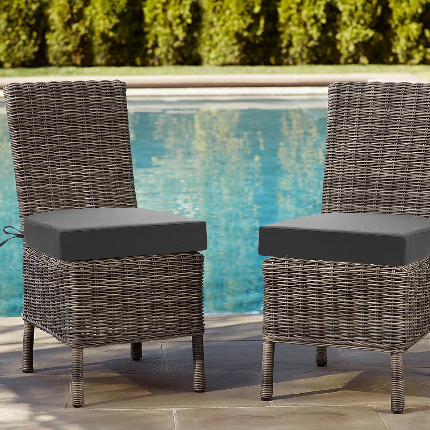 Detalle de PRIMEPATIO Stuhlkissen draußen – 2er-Set, wasserdicht, 45x45 cm, Anthrazit