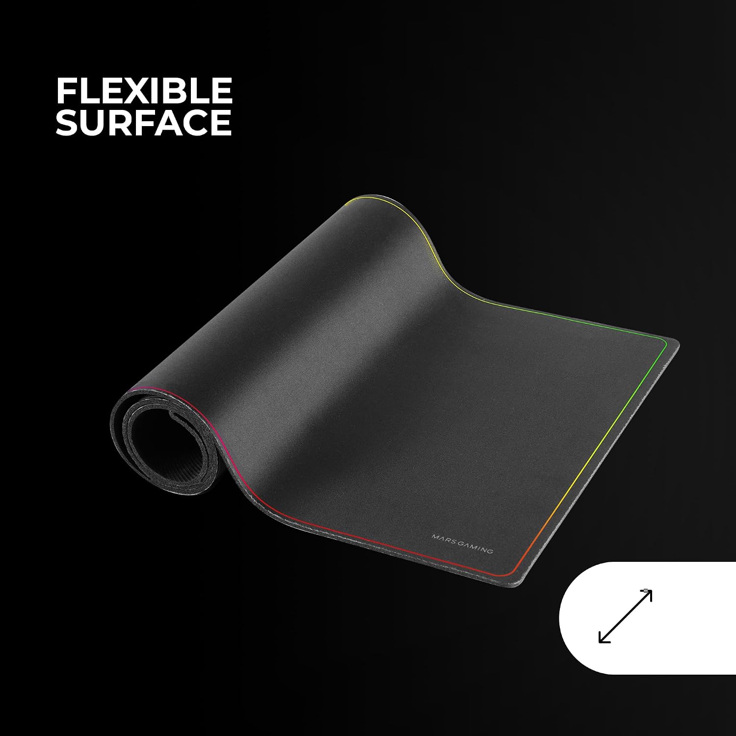 Detalle de Mars Gaming MMP224 tapis de souris XXL noir à bords arc-en-ciel