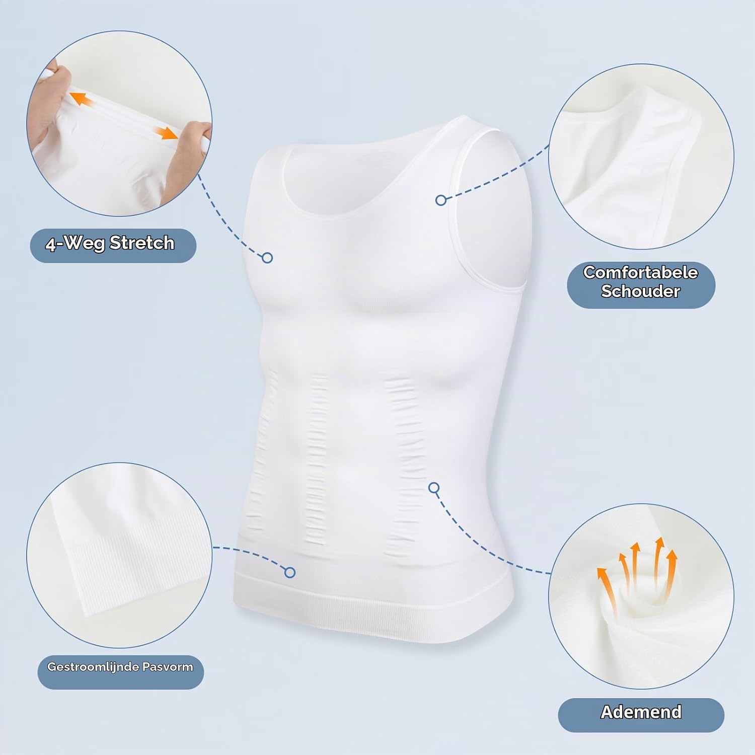 Detalle de SLIMBELLE Body Shaper compressie-onderhemd voor heren, elastisch en taillevormend