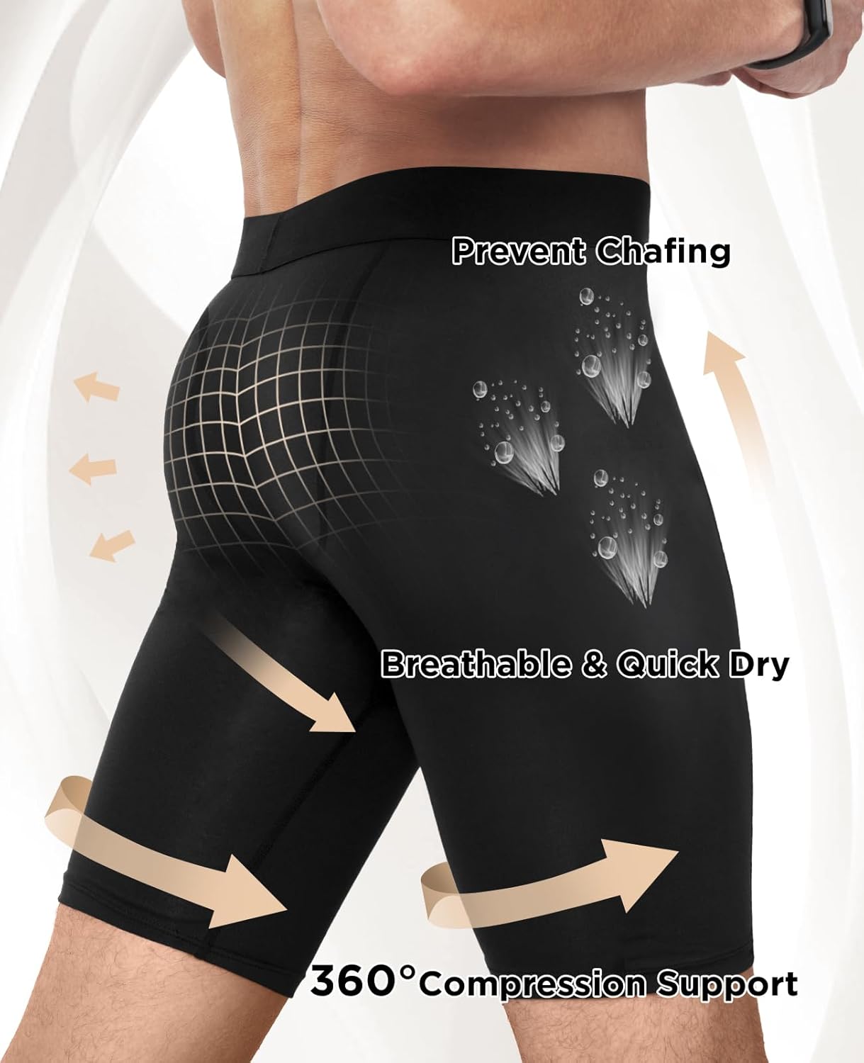 Thumbnail 4 de Niksa 1 or 3 Pack Mens Compression Shorts: Quick-Drying Base Layer for Training
