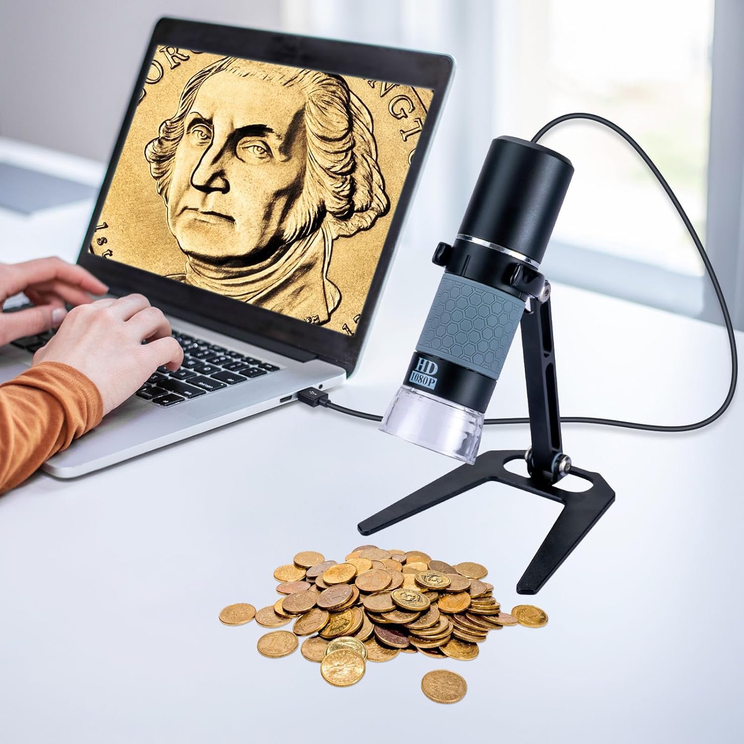 Detalle de Ninyoon microscopio digitale USB 1080P (50–1000X) per iPhone, iPad, Android e PC