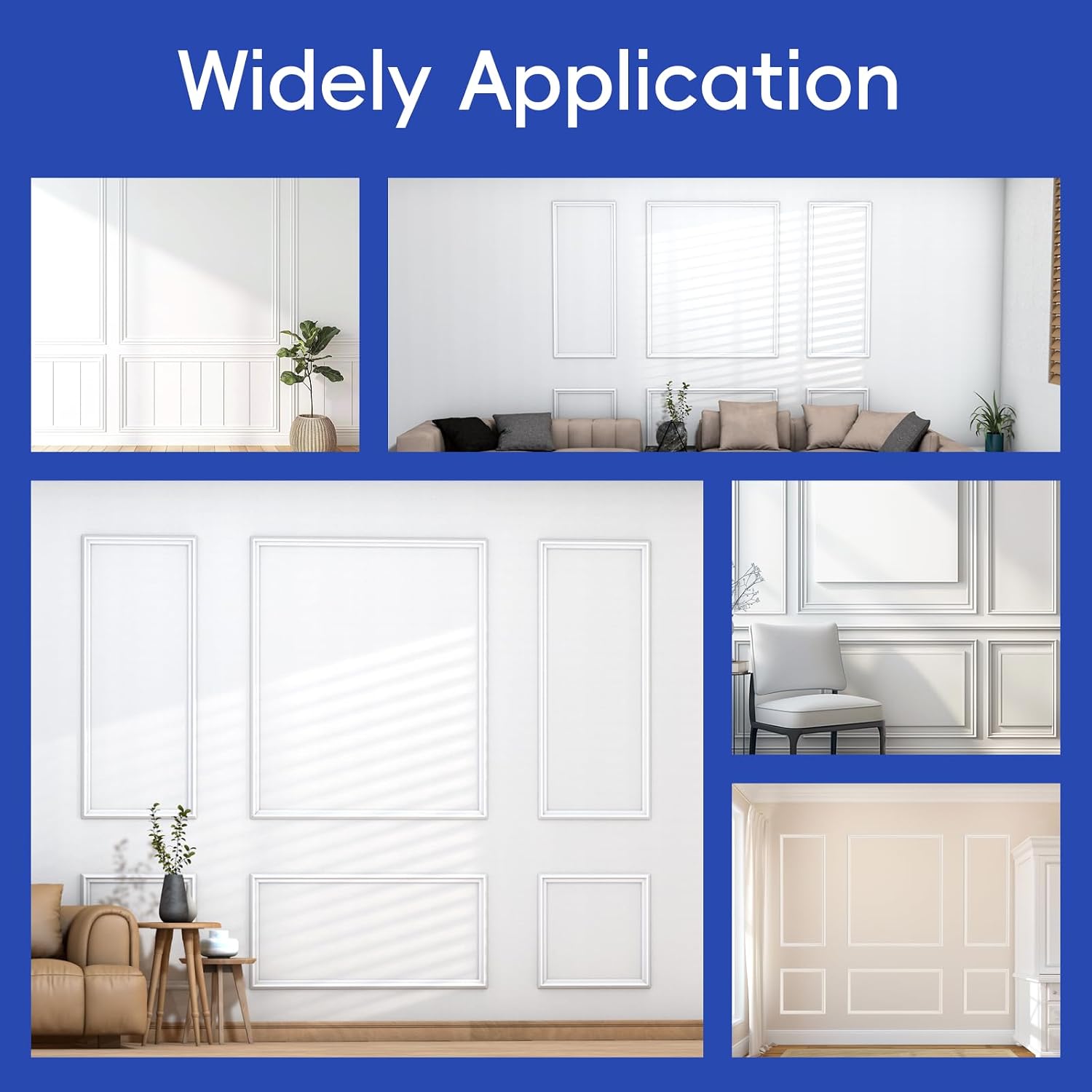 Detalle 1 de COUKIU 6-Set Pre-Cut Wall Moulding, Style 1, Paintable Polystyrene Frames