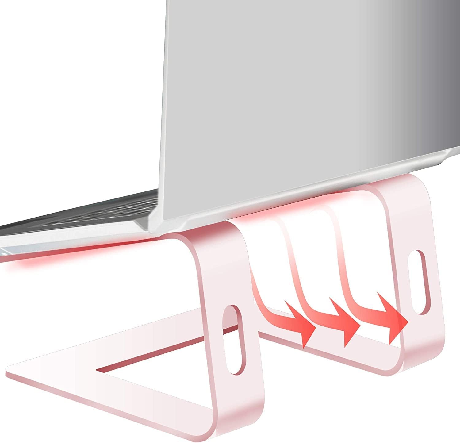 Detalle de Orionstar aluminium laptop stand for desk (pink) – ergonomic riser for 10–15.6 inch laptops