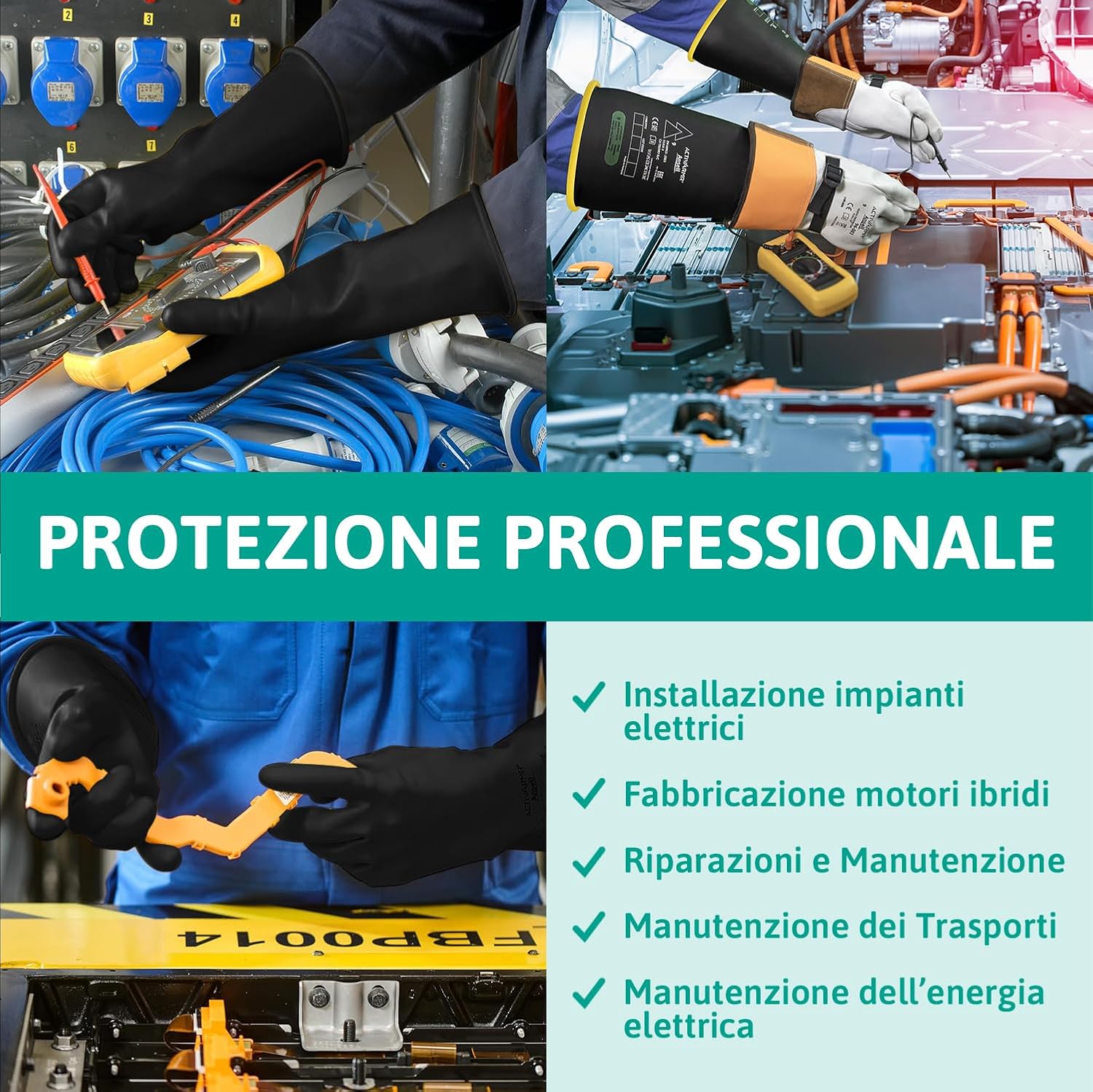 Thumbnail 2 de Ansell ActivArmr Guanti Dielettrici per Elettricisti, Classe 00 (Fino 500V) – 28 cm, Taglia M, Nero
