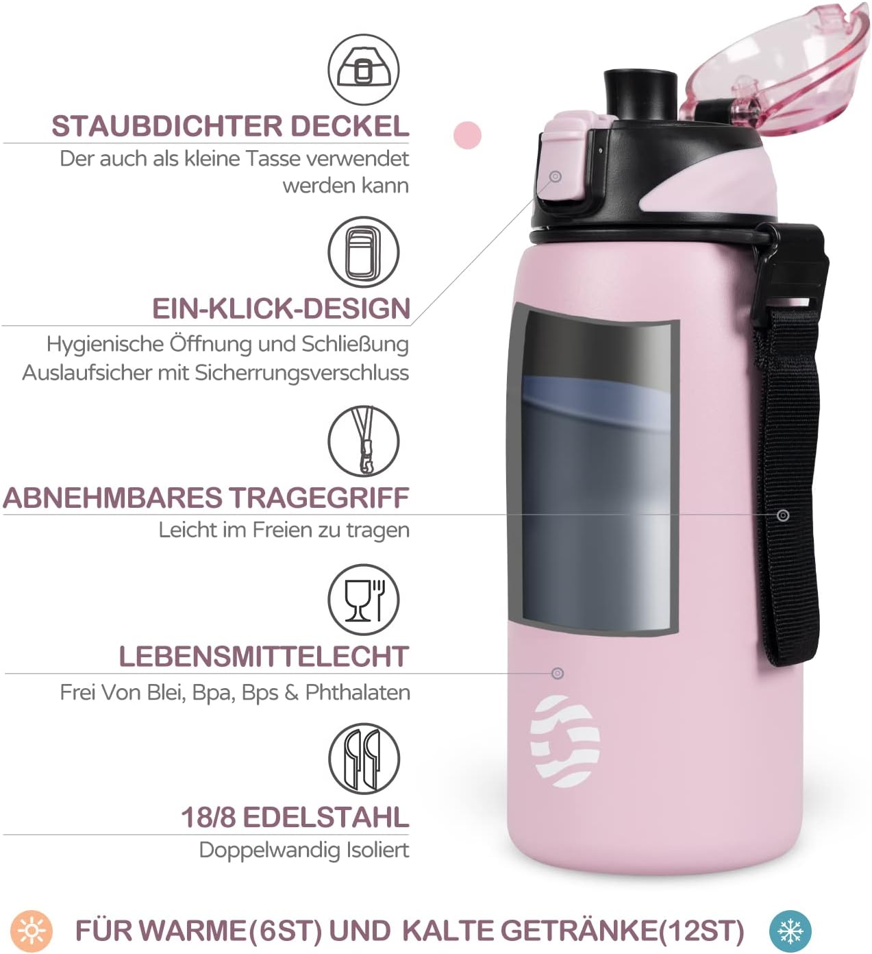 Thumbnail 1 de FJbottle Edelstahl-Trinkflasche 1L – auslaufsicher, BPA-frei, isoliert und vielseitig einsetzbar