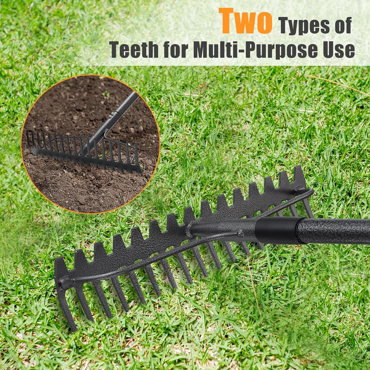 Detalle 2 de Metal Bow Rake 124 cm with 17 Tines