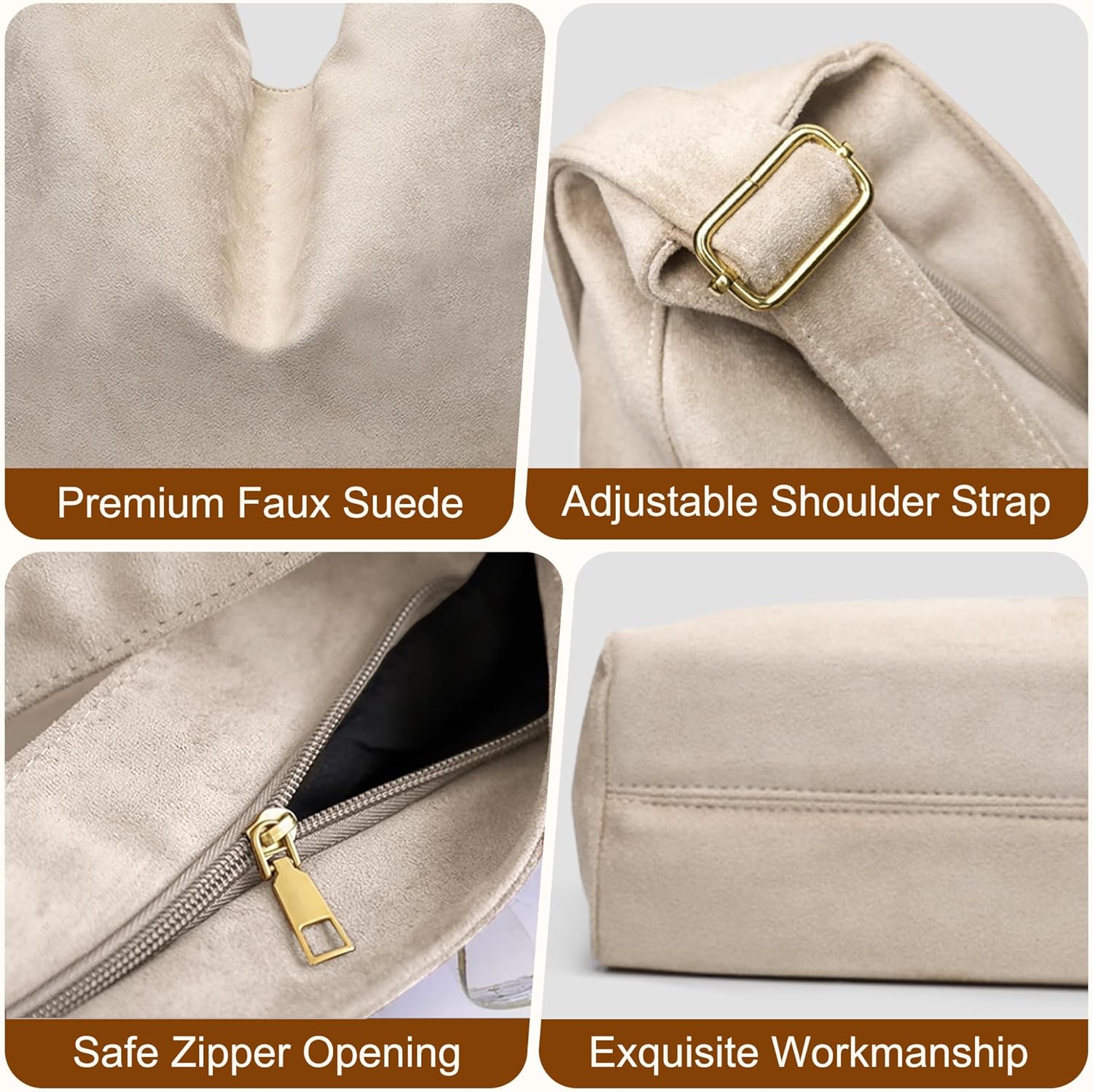 Thumbnail 3 de Gluckstar Sac à Main Femme Grand Cabas – Daim Suédé, polyvalent et spacieux