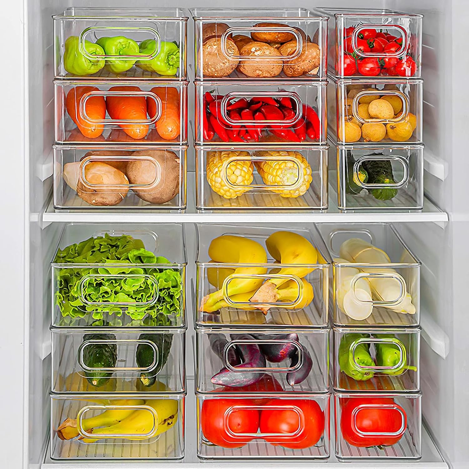 Thumbnail 6 de Diwoker Kühlschrank Organizer stapelbar – durchsichtige Aufbewahrungsboxen (9 Stück)
