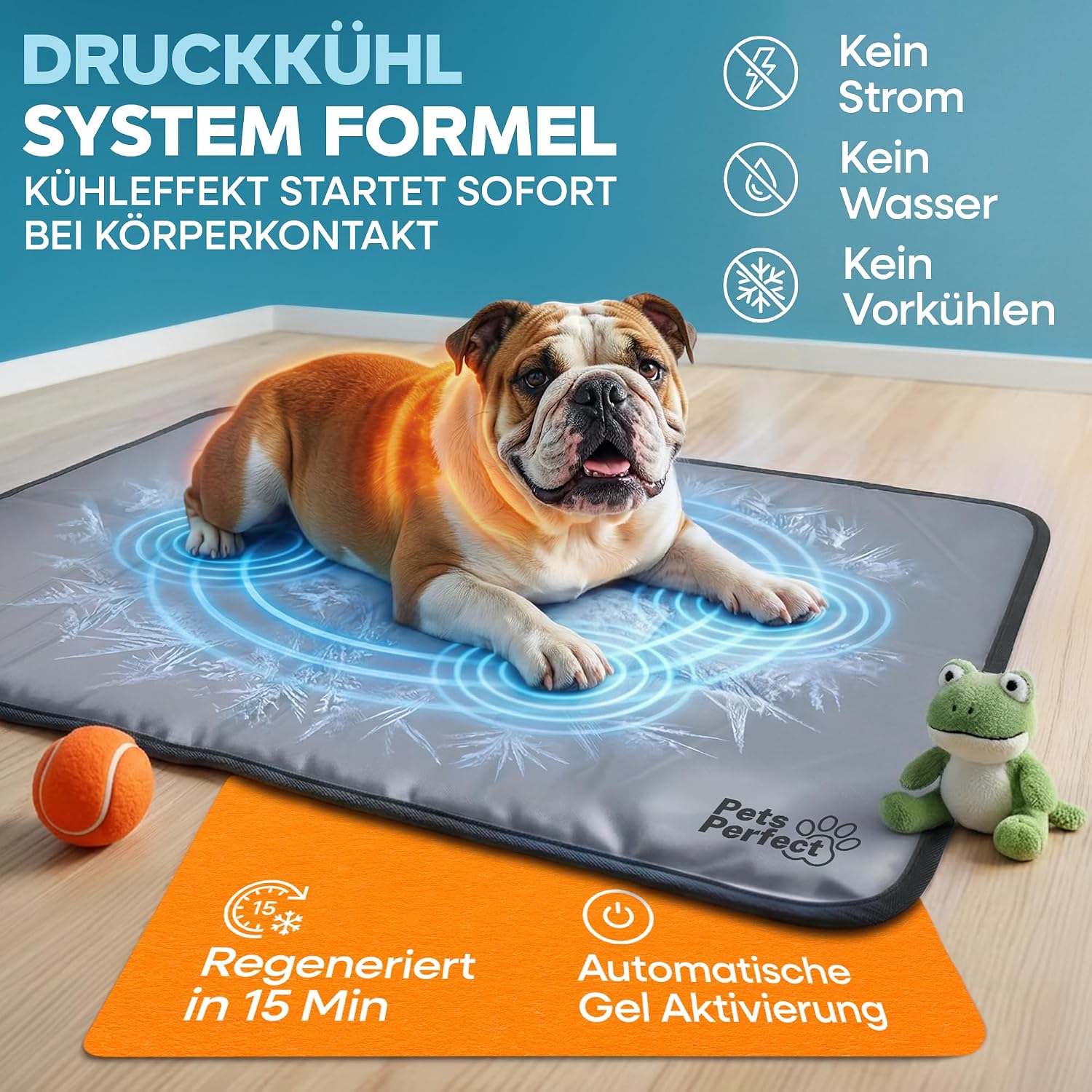 Detalle 2 de Pets Perfect Kühlmatte für Hunde – Selbstkühlend mit Gel-Füllung, faltbar und geeignet für Katzen