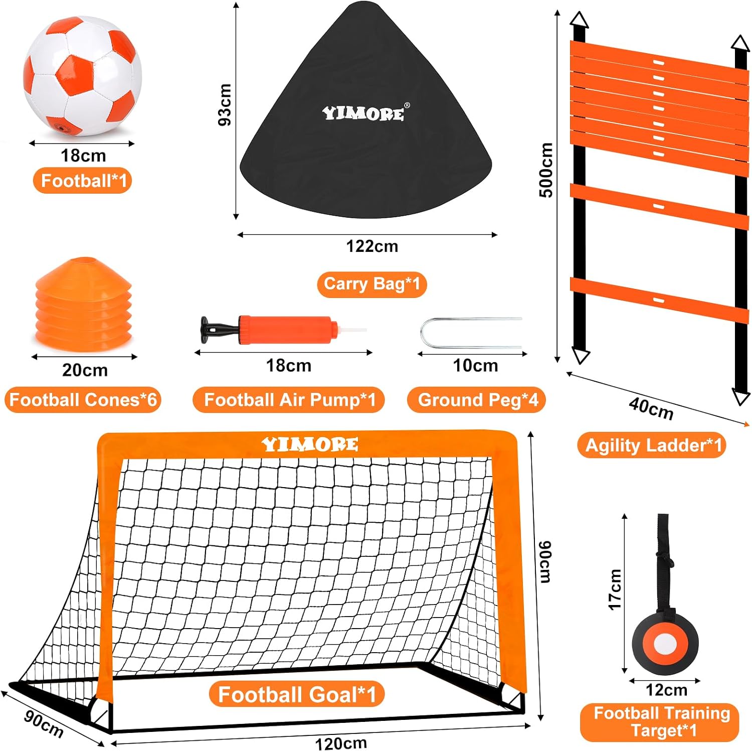 Thumbnail 6 de Yimore Porta Calcio Bambini 3 in 1 pieghevole con borsa e accessori, 120×90×90 cm