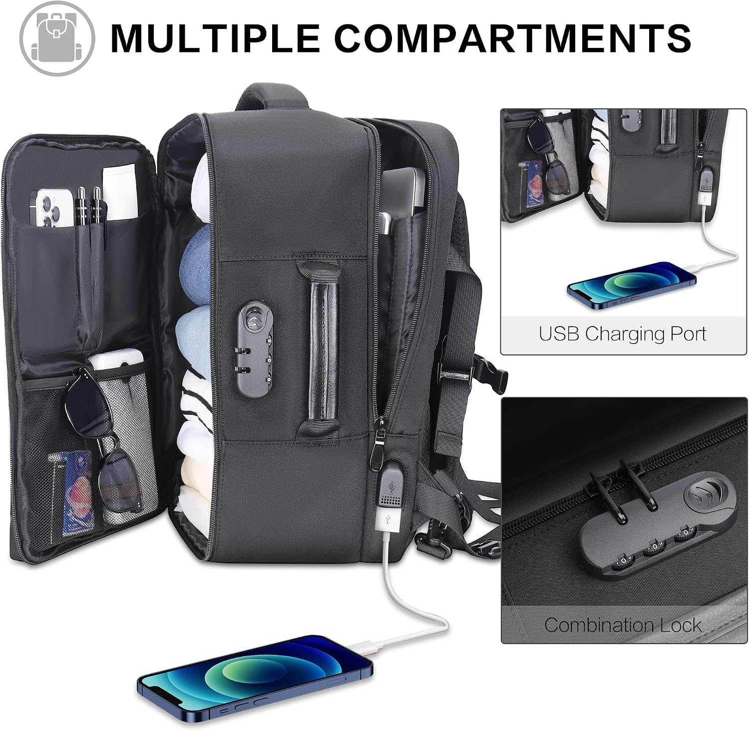 Detalle de YOUNGOA Mochila Cabina Avión 20L con Compartimento Pórtatil ✈