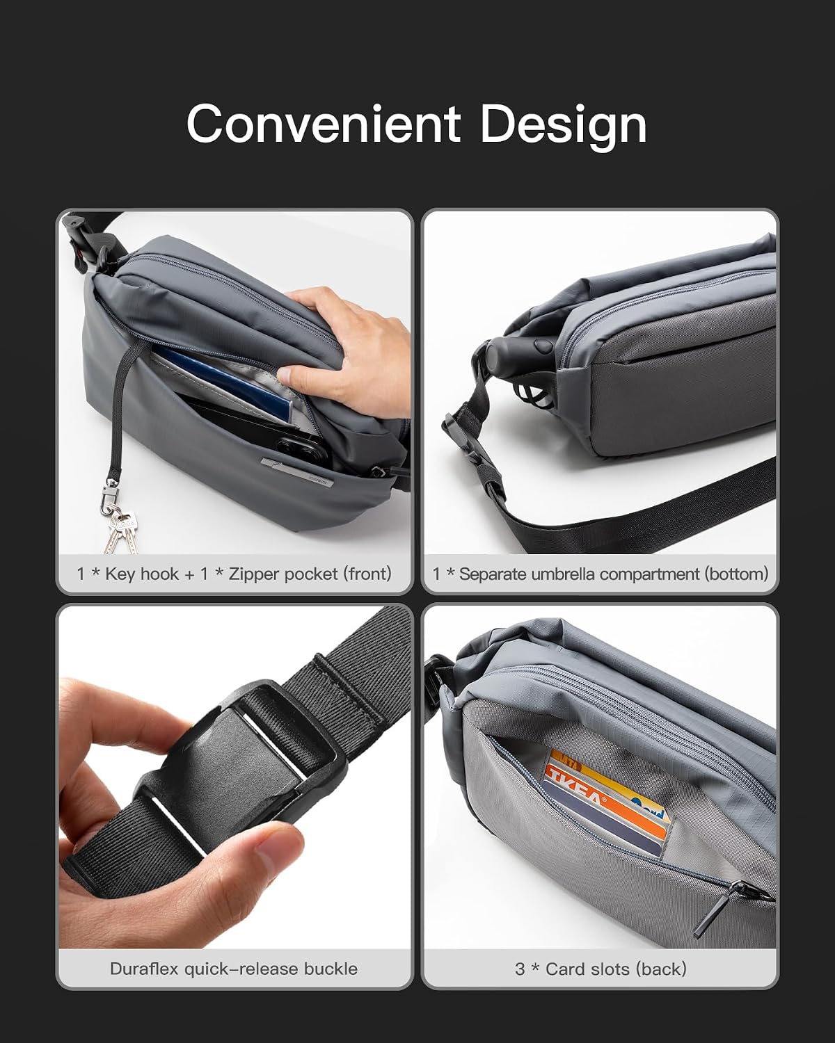 Thumbnail 3 de Inateck Sling Bag X 4L water-resistant sling bag