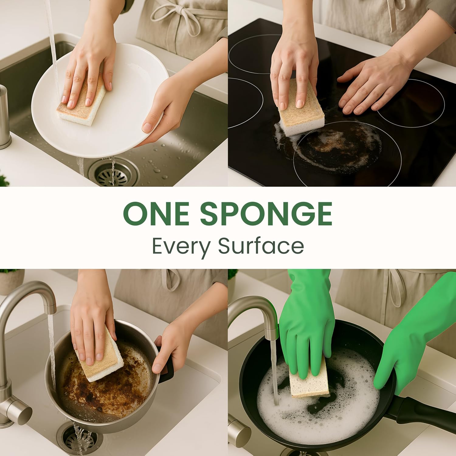 Thumbnail 6 de Natural Kitchen Sponges, Pack of 4