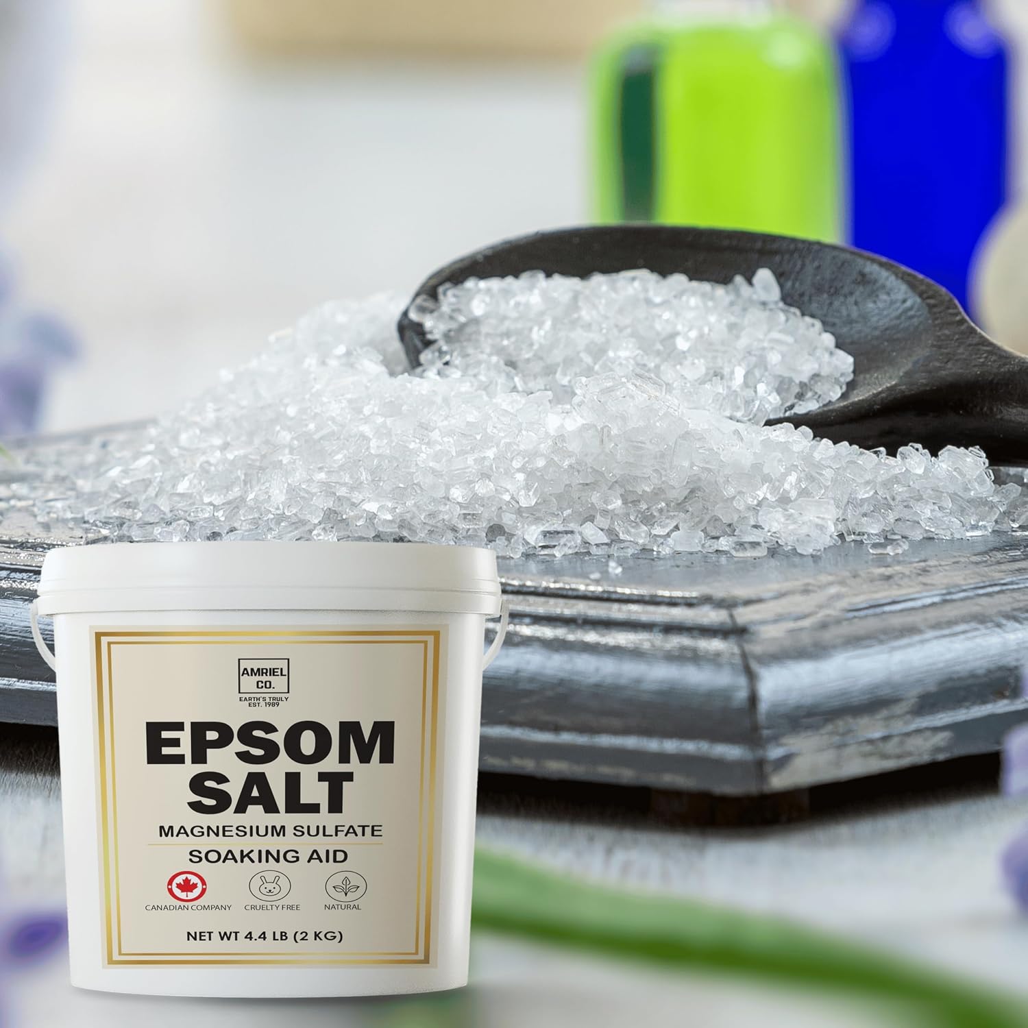 Detalle de Amriel Co Pure Epsom Salt, 2 kg Fragrance-Free Natural Crystals