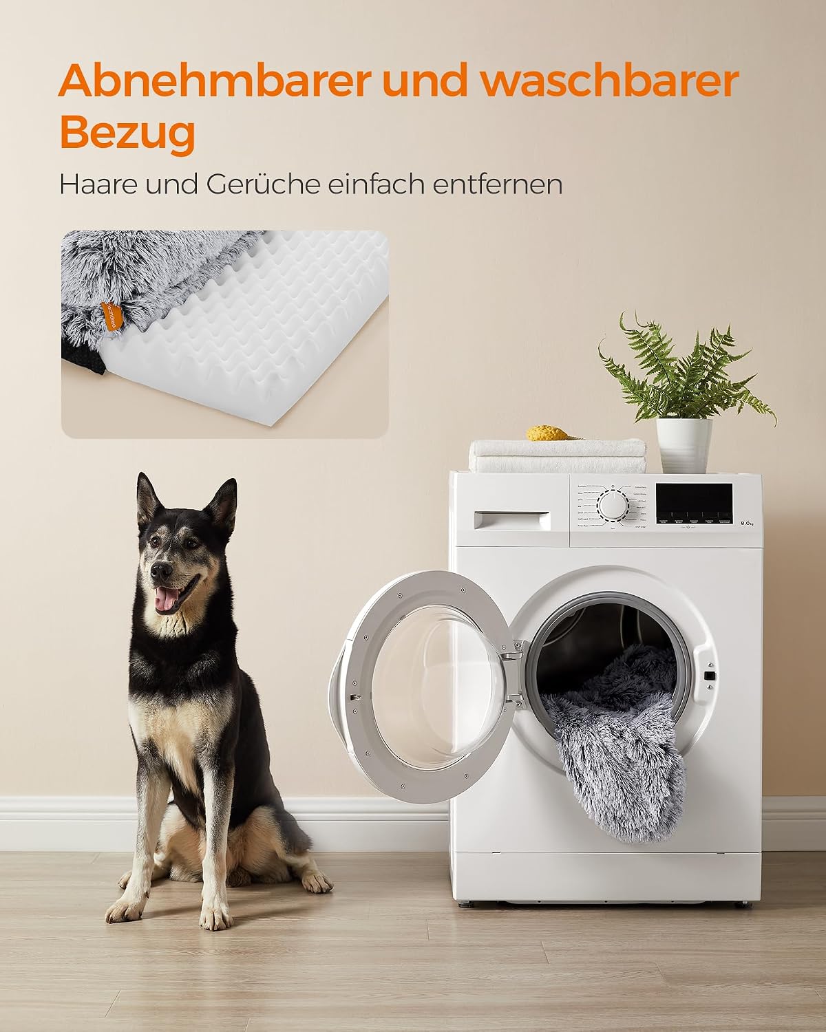 Thumbnail 6 de Feandrea FluffyHug Hundebett XL – Noppenschaumstoff, abnehmbarer Bezug, 106 × 76 × 16 cm