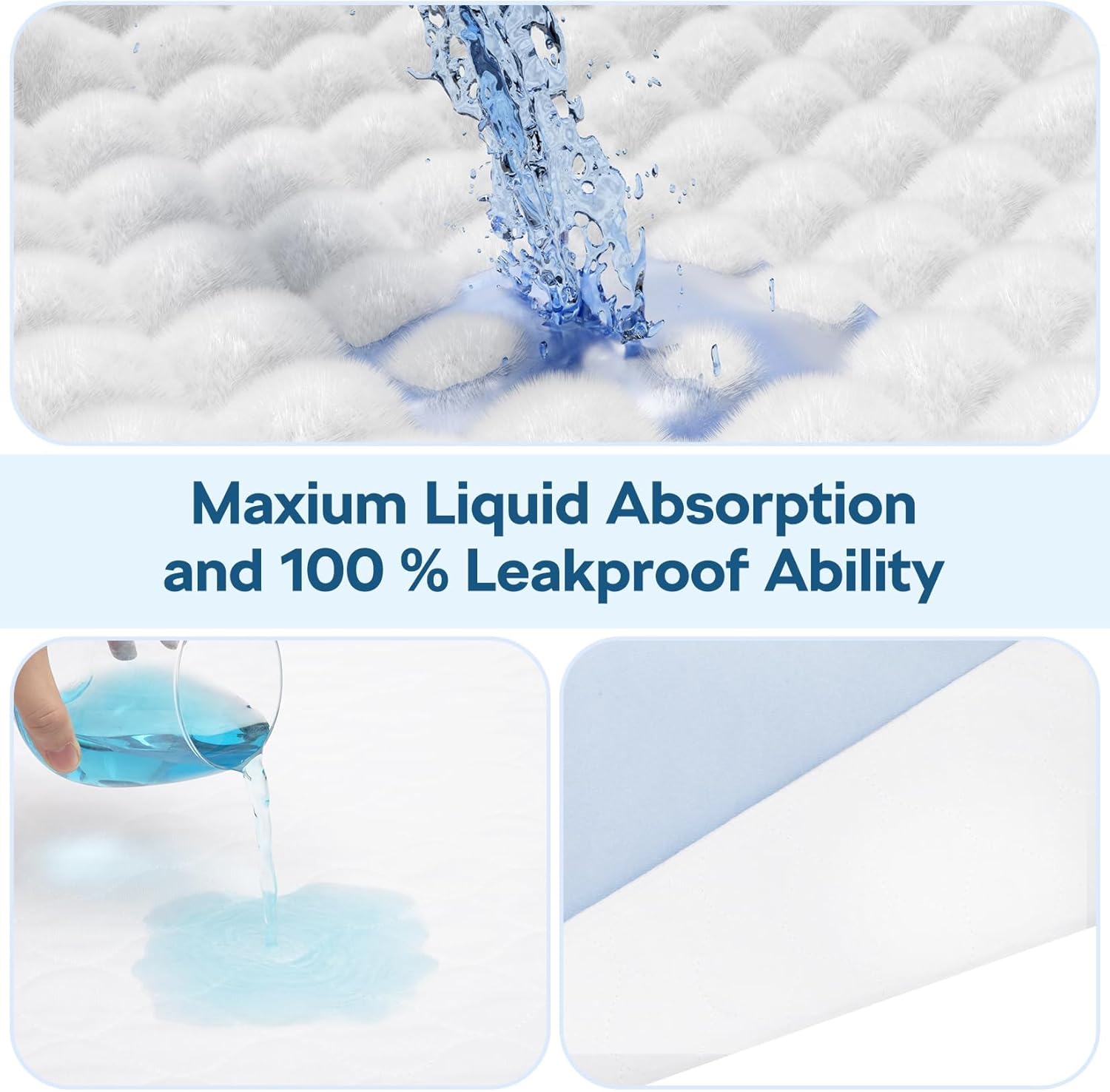 Detalle de 4 Pack 36" x 38" Large Absorbency Incontinence Bed Pads - Washable & Reusable Underpads for Kids, Adults, Elderly, and Pets