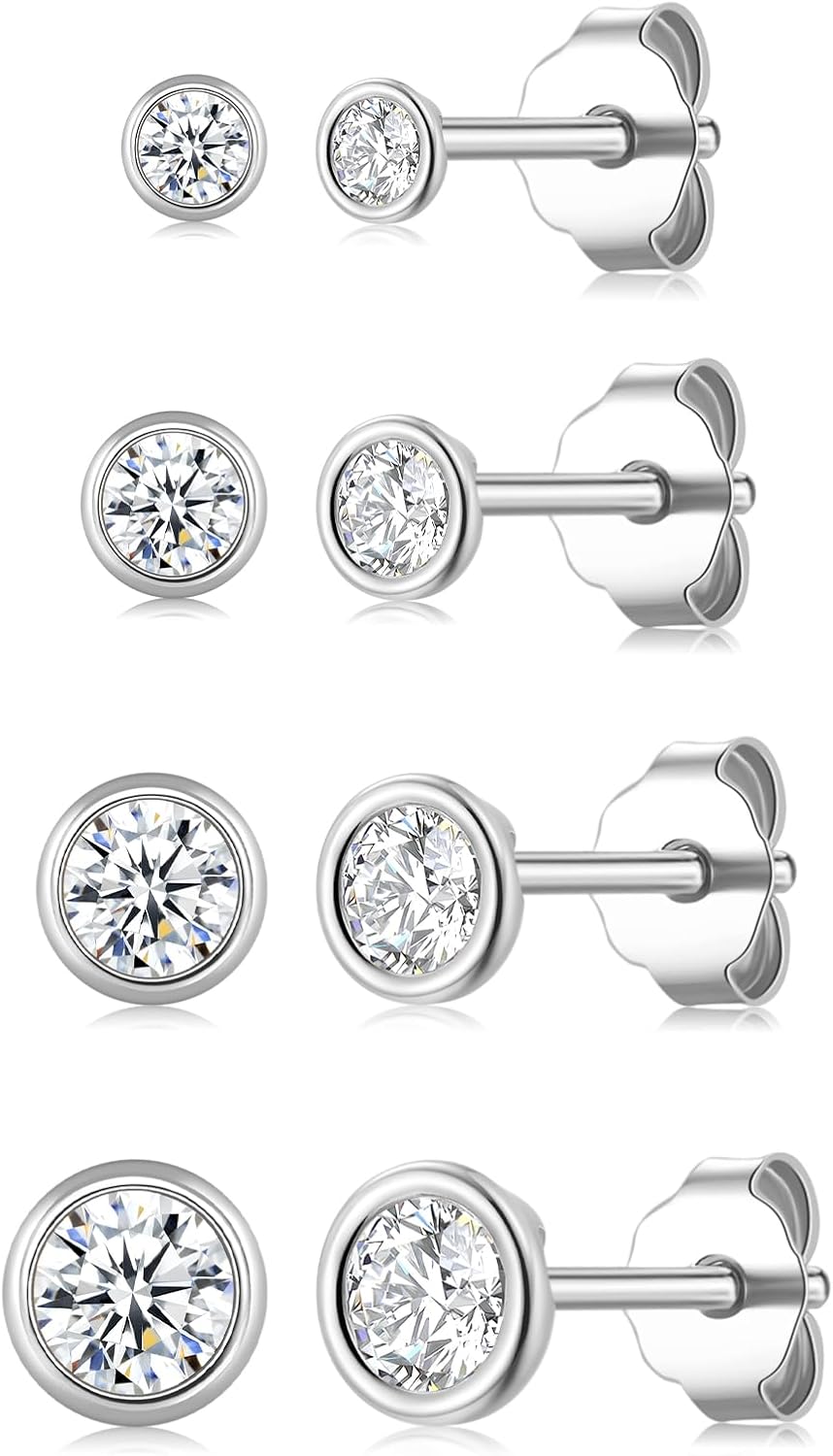 Detalle de Ecripe 925 Sterling Silber Ohrstecker mit Zirkonia – hypoallergene Cubic-Zirkonia-Studs für Frauen