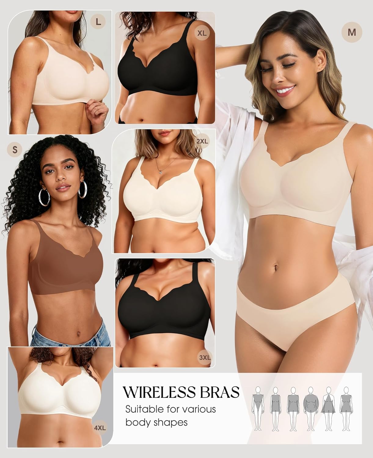 Detalle de VTELOR Seamless Non-Wired Push Up Bra for Women (Regular & Plus Size)