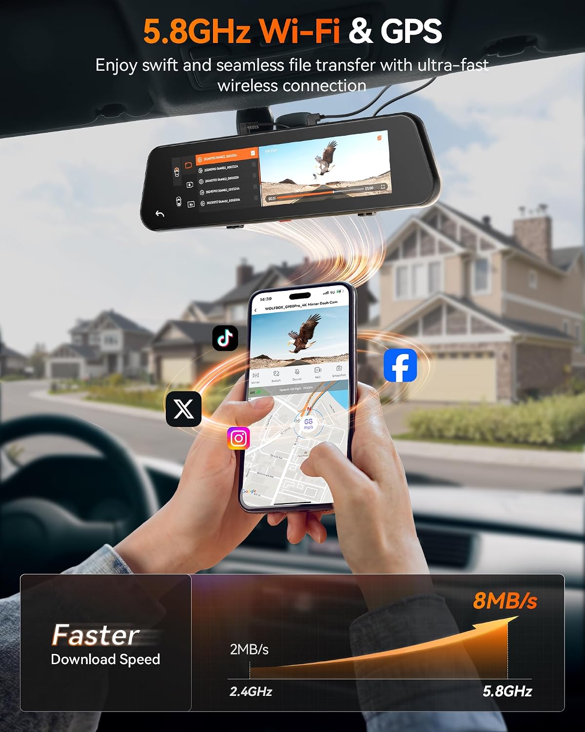Detalle 2 de WOLFBOX G900 PRO Mirror Dash Cam 128GB
