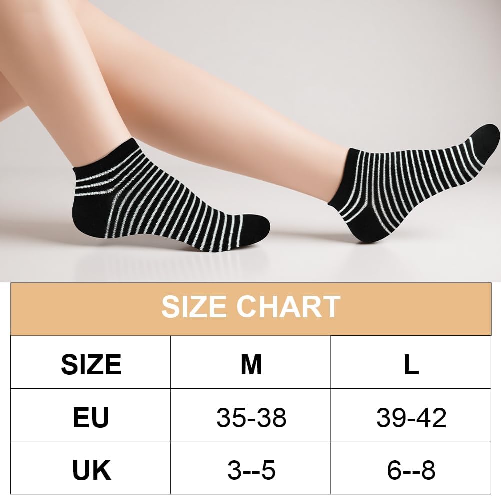 Detalle 2 de DiULi 10 paires de chaussettes femme courtes fantaisie en coton (35-42)