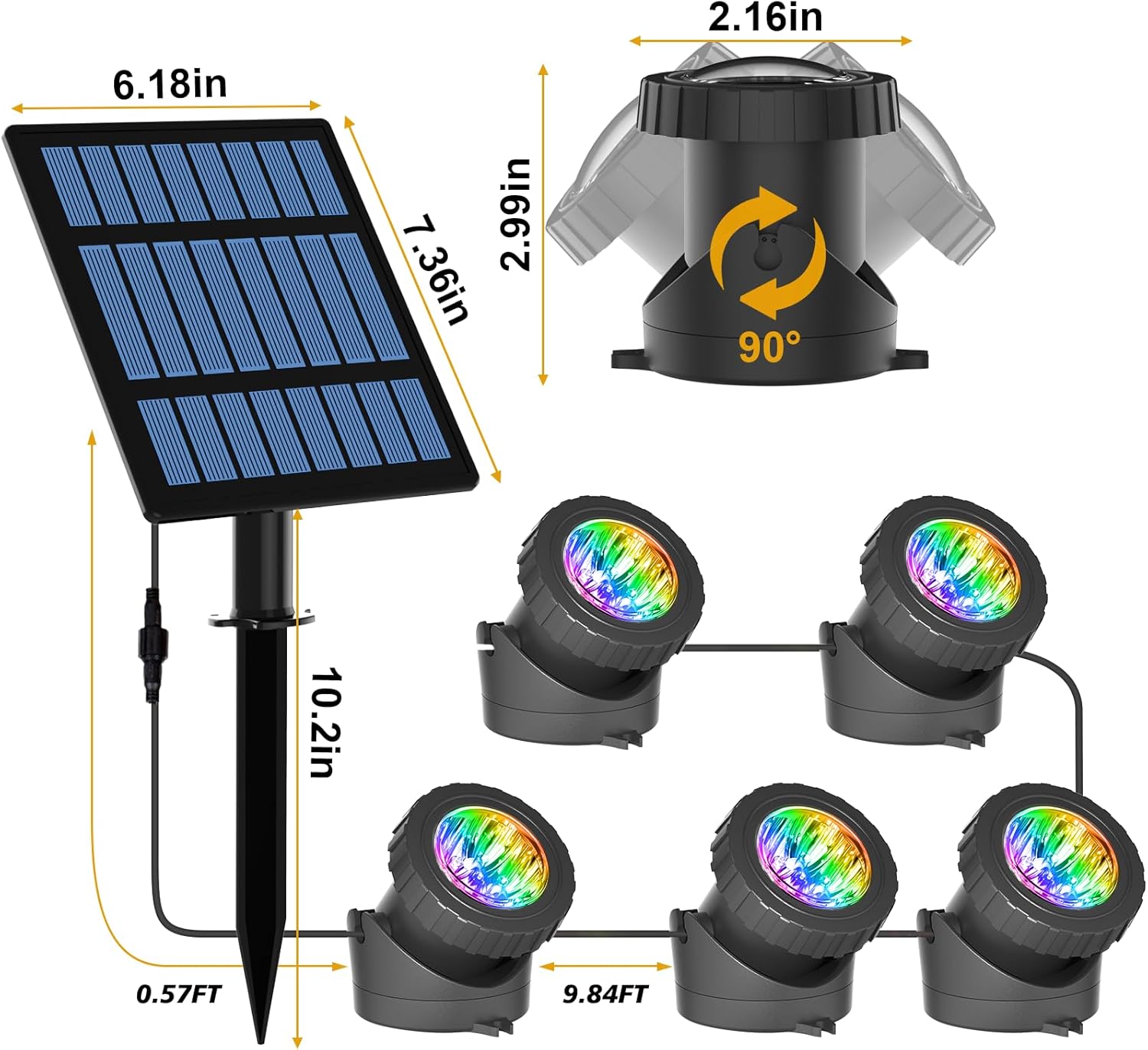 Thumbnail 6 de T-SUN Solar Teichbeleuchtung RGB IP68