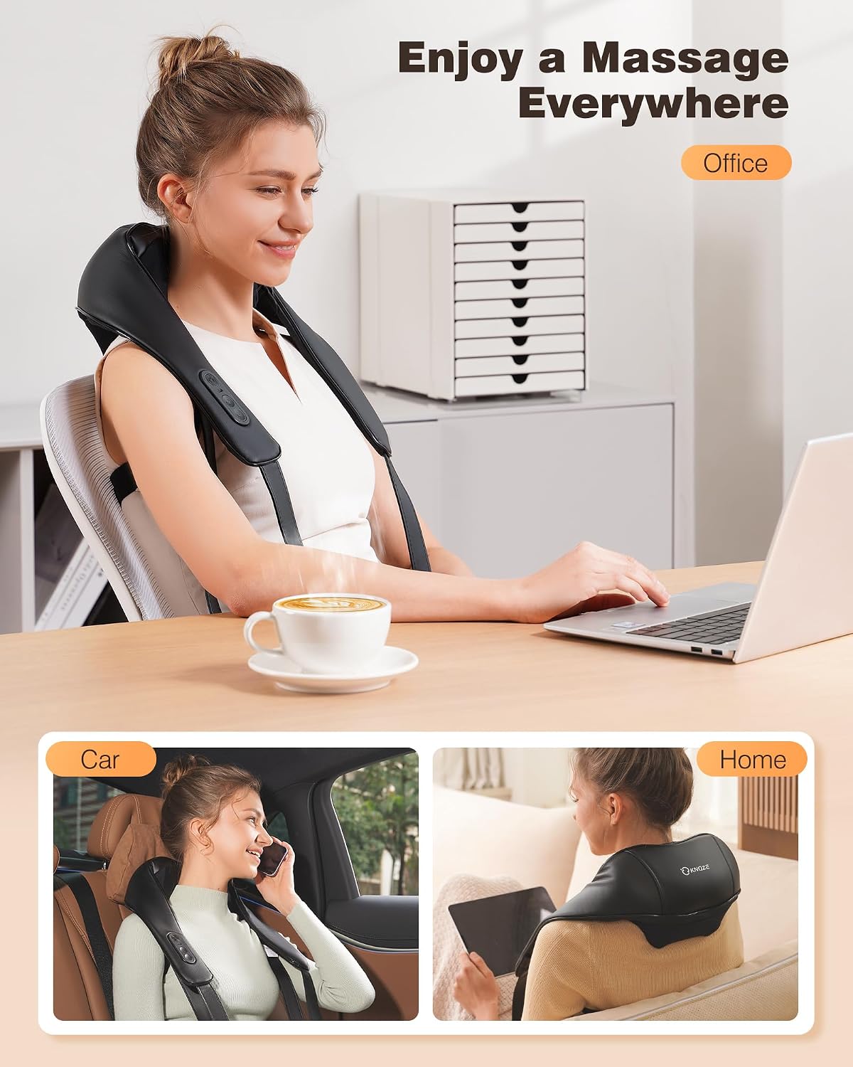 Detalle 2 de KNQZE® Cordless Neck Massager with 4D Shiatsu, Heat & Graphene Heating (cordless)