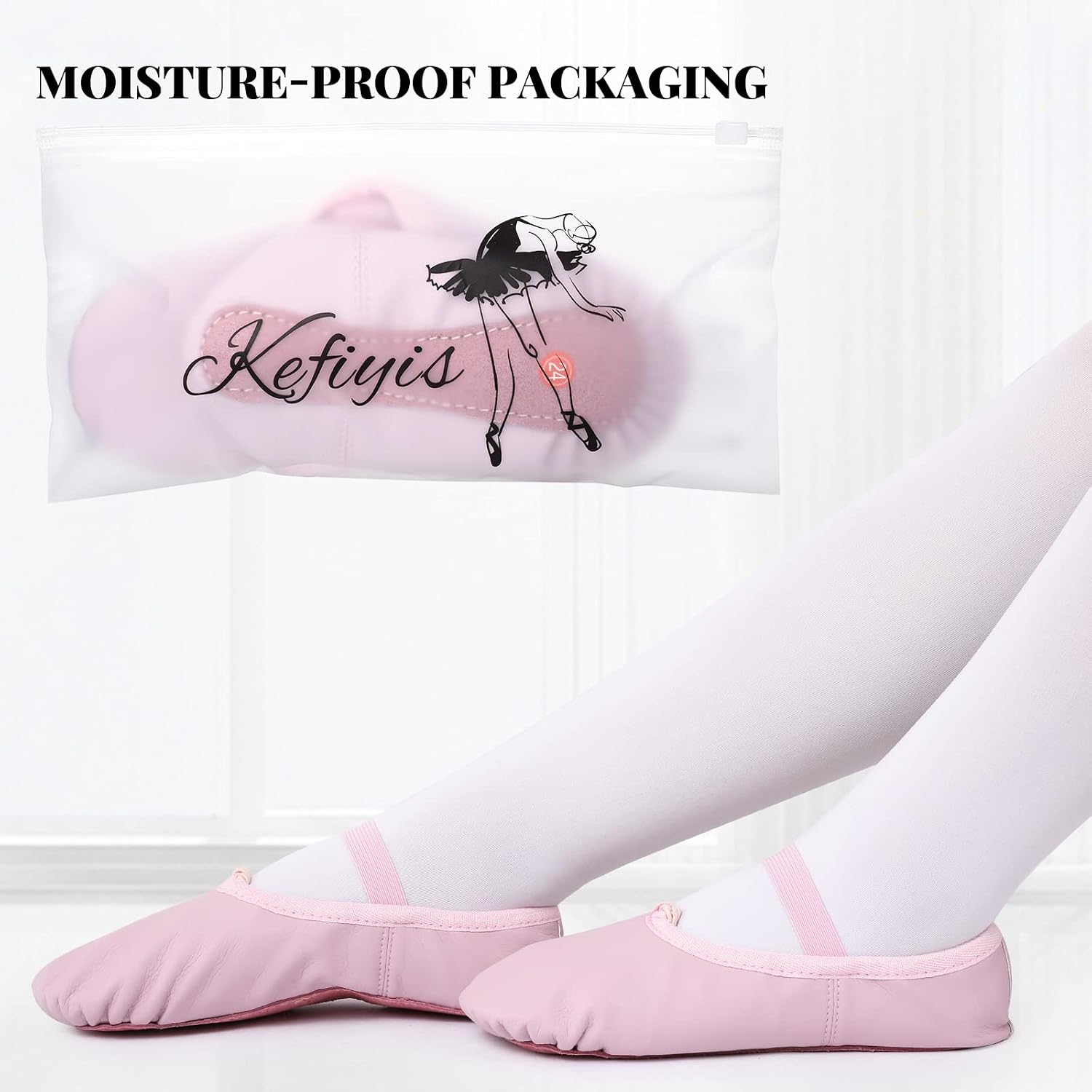 Thumbnail 4 de Kefiyis Ballet Shoes for Girls – Leather Full-Sole Ballet Flats