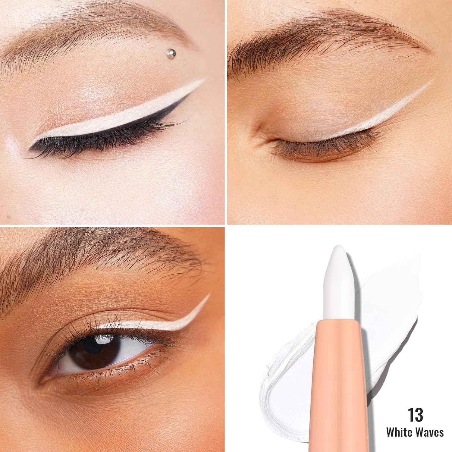 Detalle de OULAC Weiß Kajal und Eyeliner wasserfest „White Waves“ – wischfester Drehstift mit hoher Farbabgabe