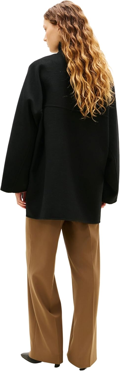 Detalle de Tommy Hilfiger Df Wool Gb Funnel Nk Coat Ww0ww47758 : manteau femme en laine, esprit durable
