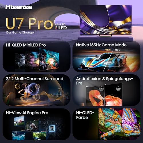 Detalle de Hisense 55U7DS PRO Fernseher 55 Zoll – 4K UHD, Hi-QLED Mini LED Pro