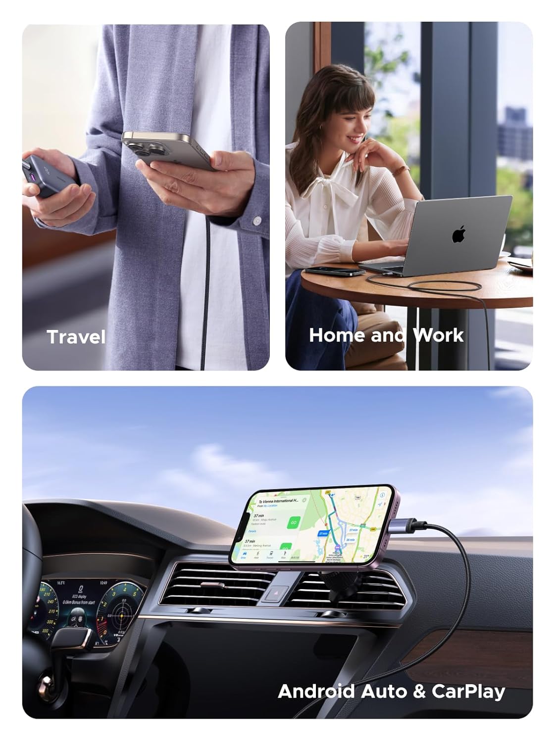 Thumbnail 4 de UGREEN 2-Pack 240W USB-C to USB-C Fast Charging Cables (240W PD 3.1) — 6.6 ft, 480Mbps data