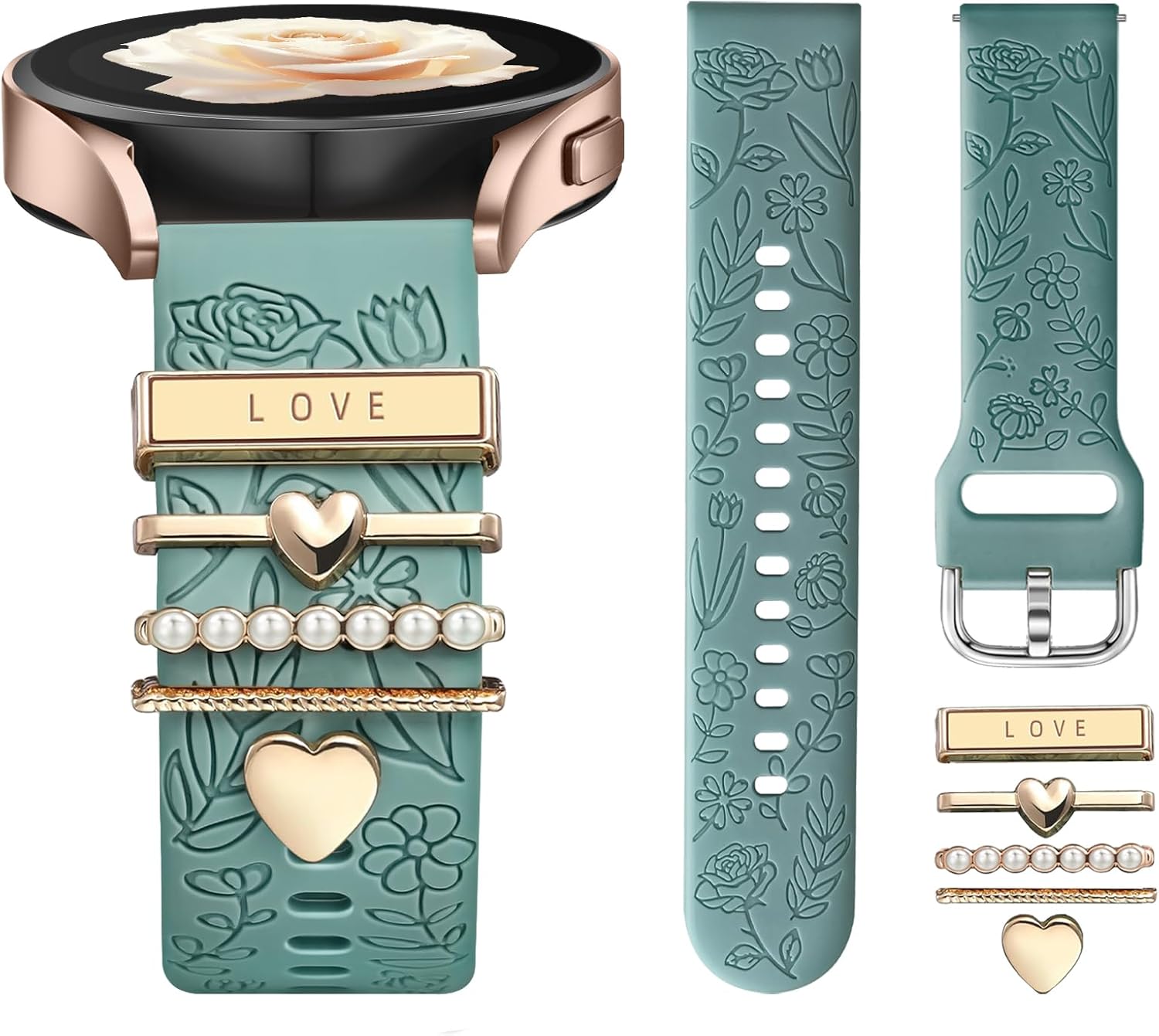 Detalle de DaQin Flower Engraved 20mm Silicone Band