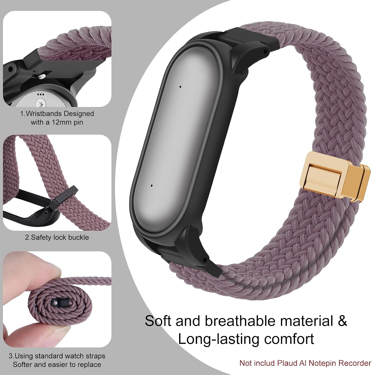 Detalle 2 de Polyjoy Wristband & PC Case for Plaud NotePin/S AI Voice Recorder