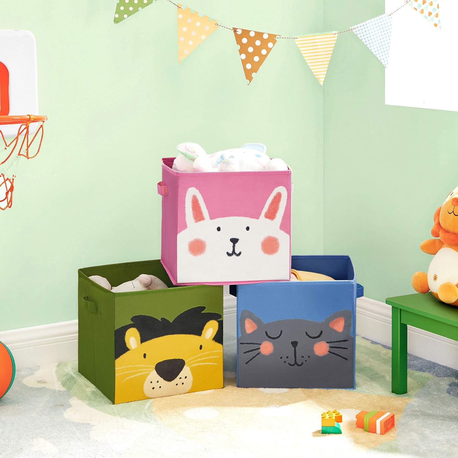 Detalle 1 de SONGMICS Boîte à jouets lot de 3 30 x 30 x 30 cm