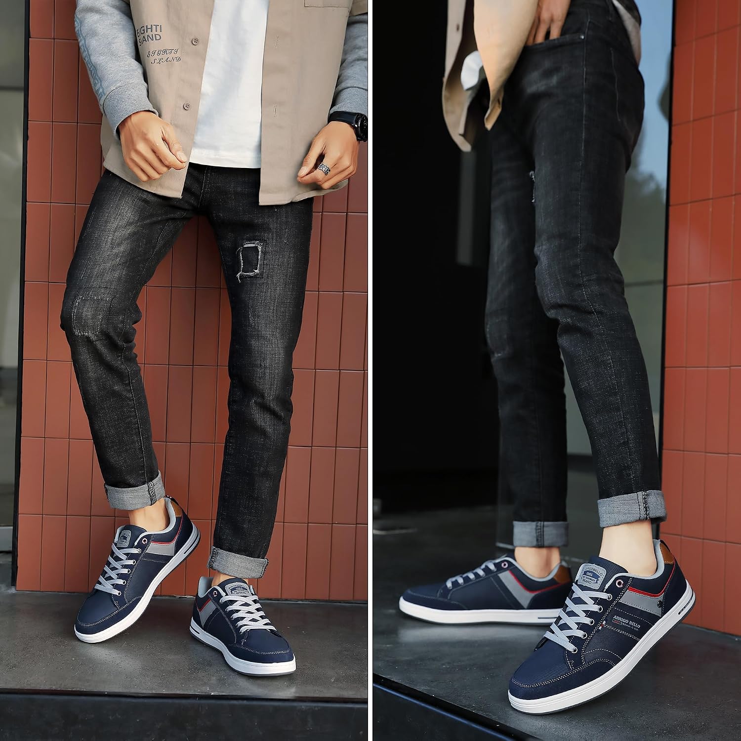 Thumbnail 1 de Mens Casual Shoes Leather Trainers: Classic Lace-Up Sneakers for Everyday Comfort