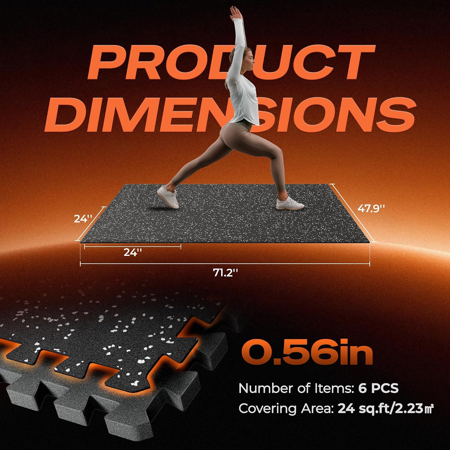 Thumbnail 6 de SUPERJARE VC9601BTH Rubber-Top Gym Flooring, 24 Sq. Ft., 0.56-Inch Thick