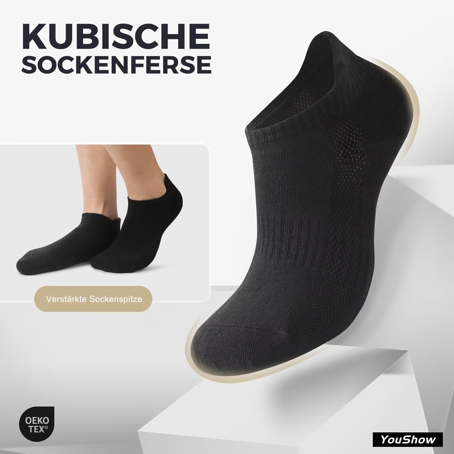 Thumbnail 3 de YouShow 10 Paar Sneaker Socken – atmungsaktive Knöchelsocken aus Baumwolle für Damen und Herren