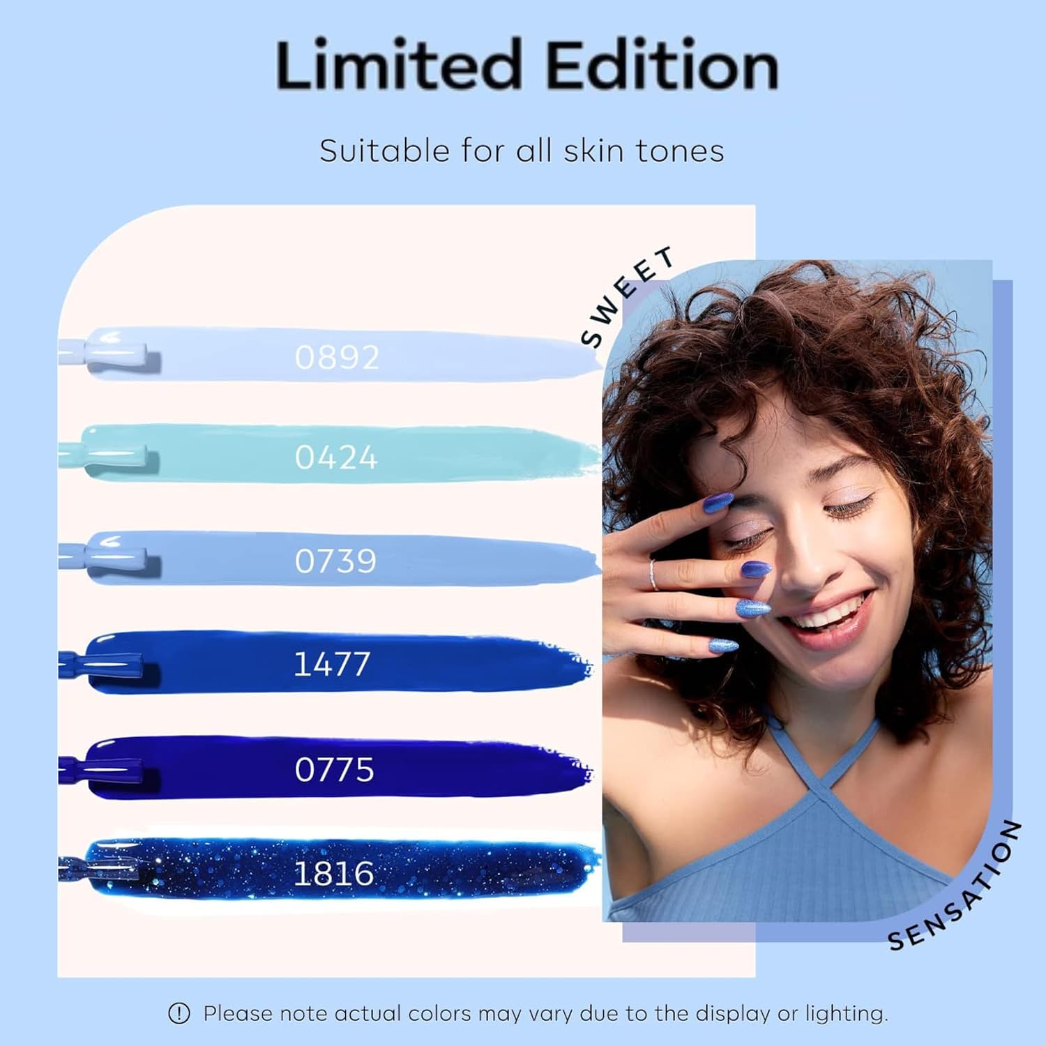 Thumbnail 3 de modelones Blue Gel Nail Polish Set 6 Colors 28+ days