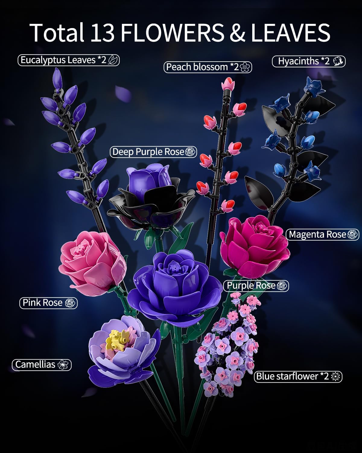 Thumbnail 3 de TYCOLE Purple Roses Bouquet Build Set