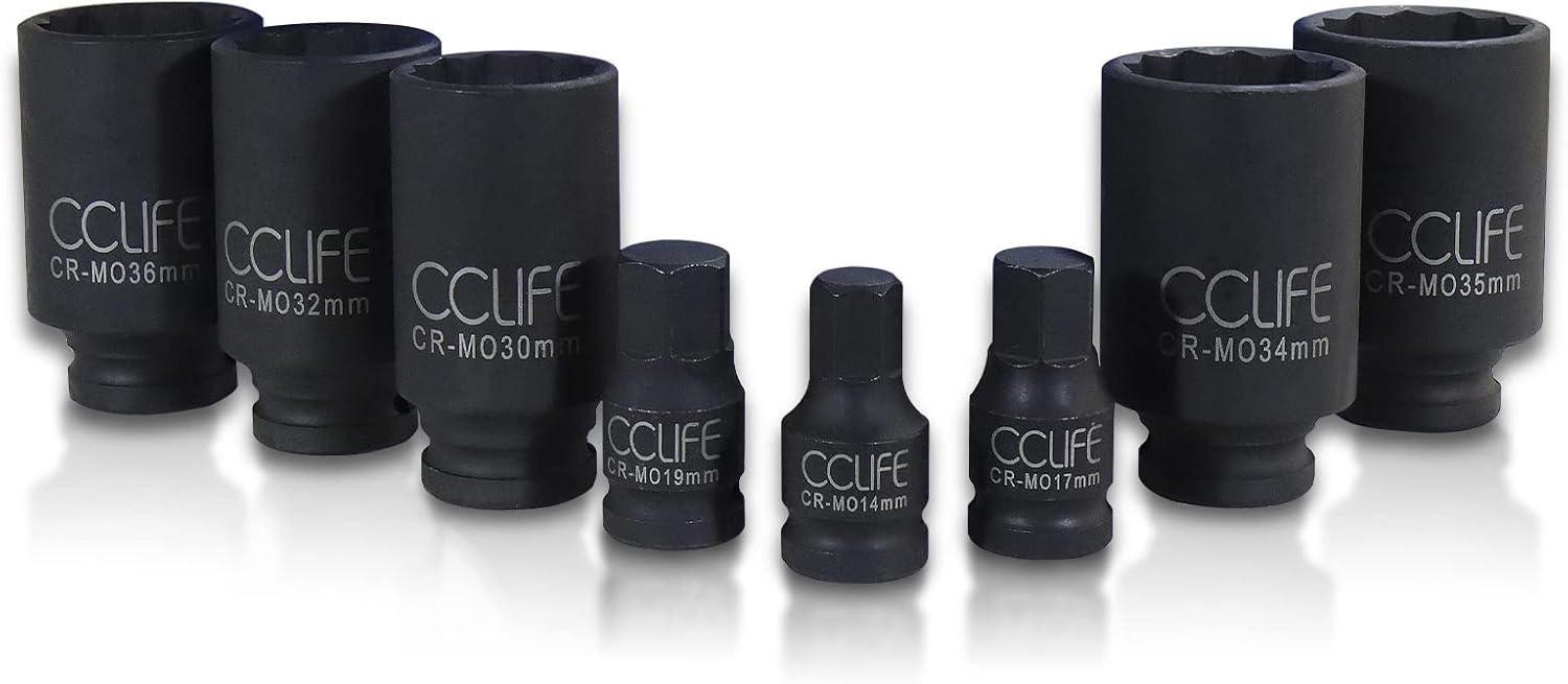 Thumbnail 5 de CCCLIFE Coffret de douilles clé à choc 1/2" (8 pièces) CR-Mo : 30/32/34/35/36 mm en mallette