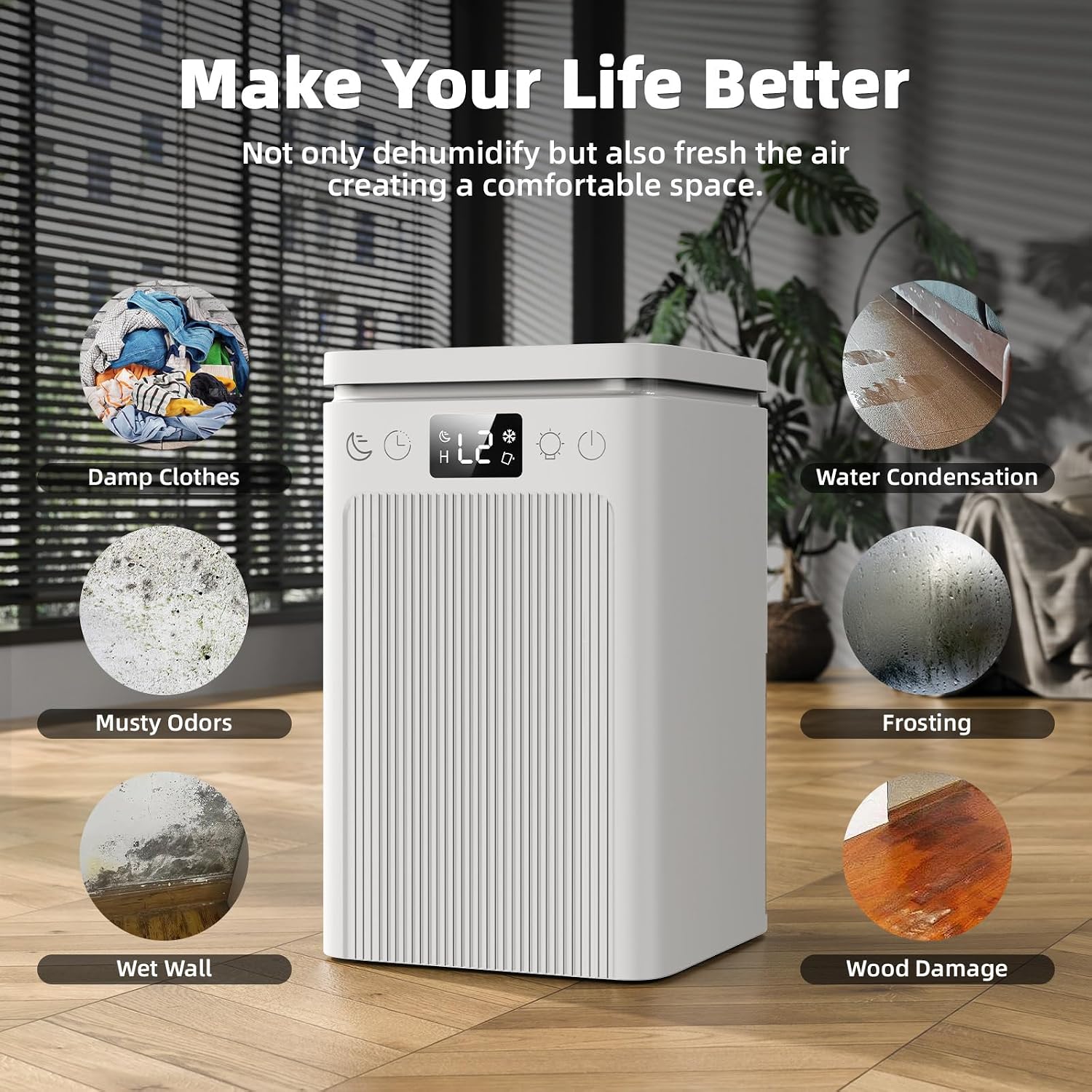 Thumbnail 3 de 2.2L Small Home Dehumidifier touch control for bedrooms 🏠