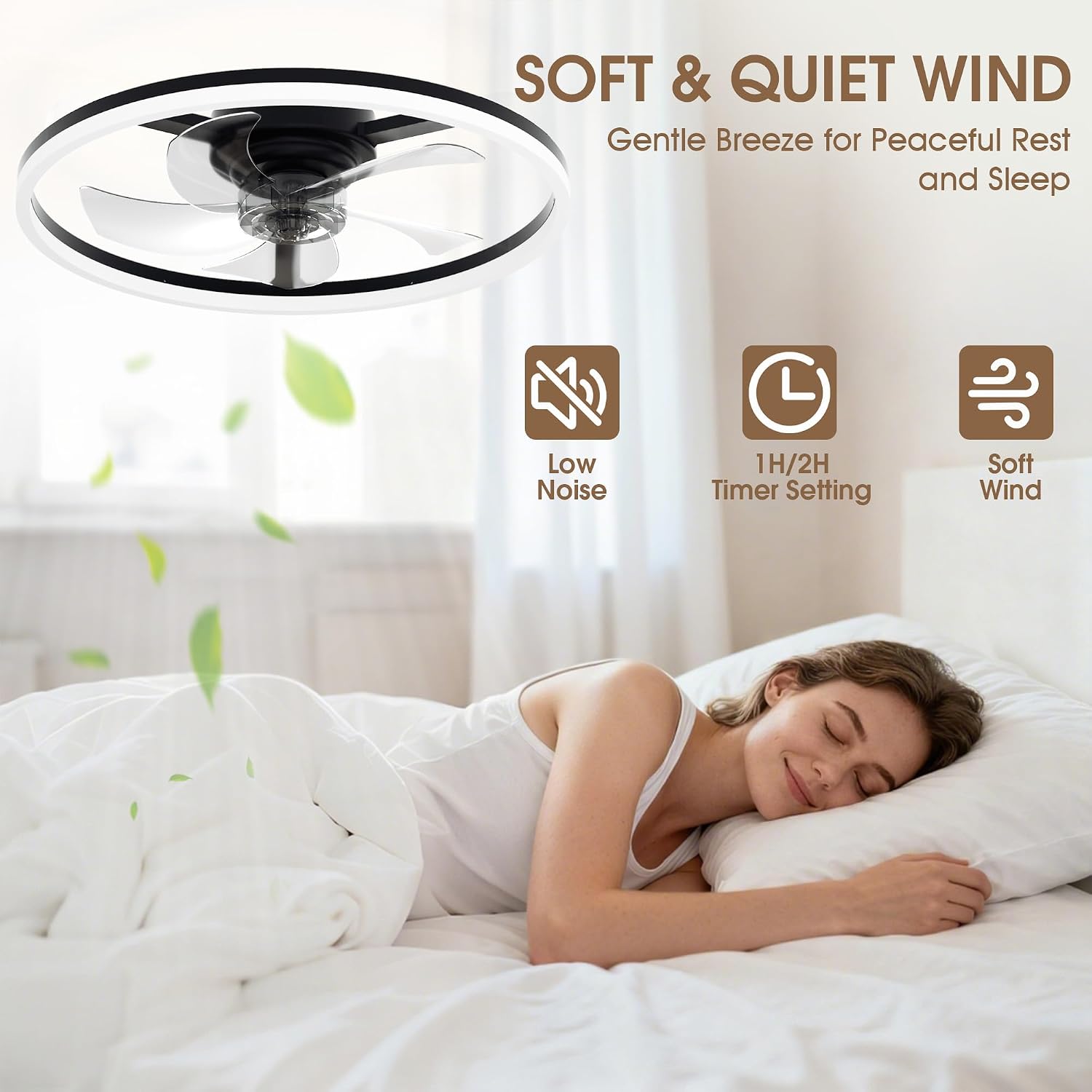 Thumbnail 3 de NIORSUN Ceiling Fans with Lights and Remote (50cm, 6 Speeds, 3000K–6500K Dimmmable, 3600LM)